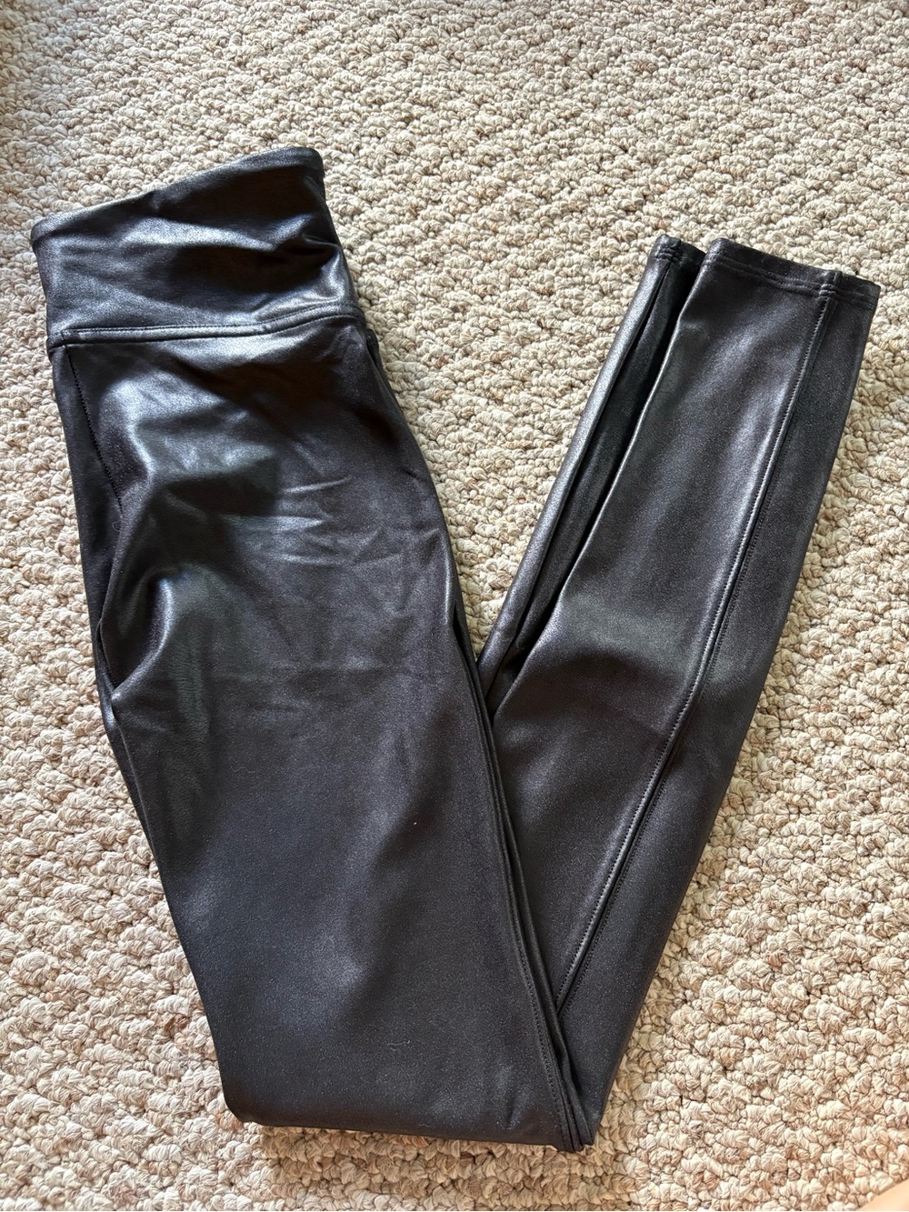 SPANX Black Faux Leather-Look Leggings